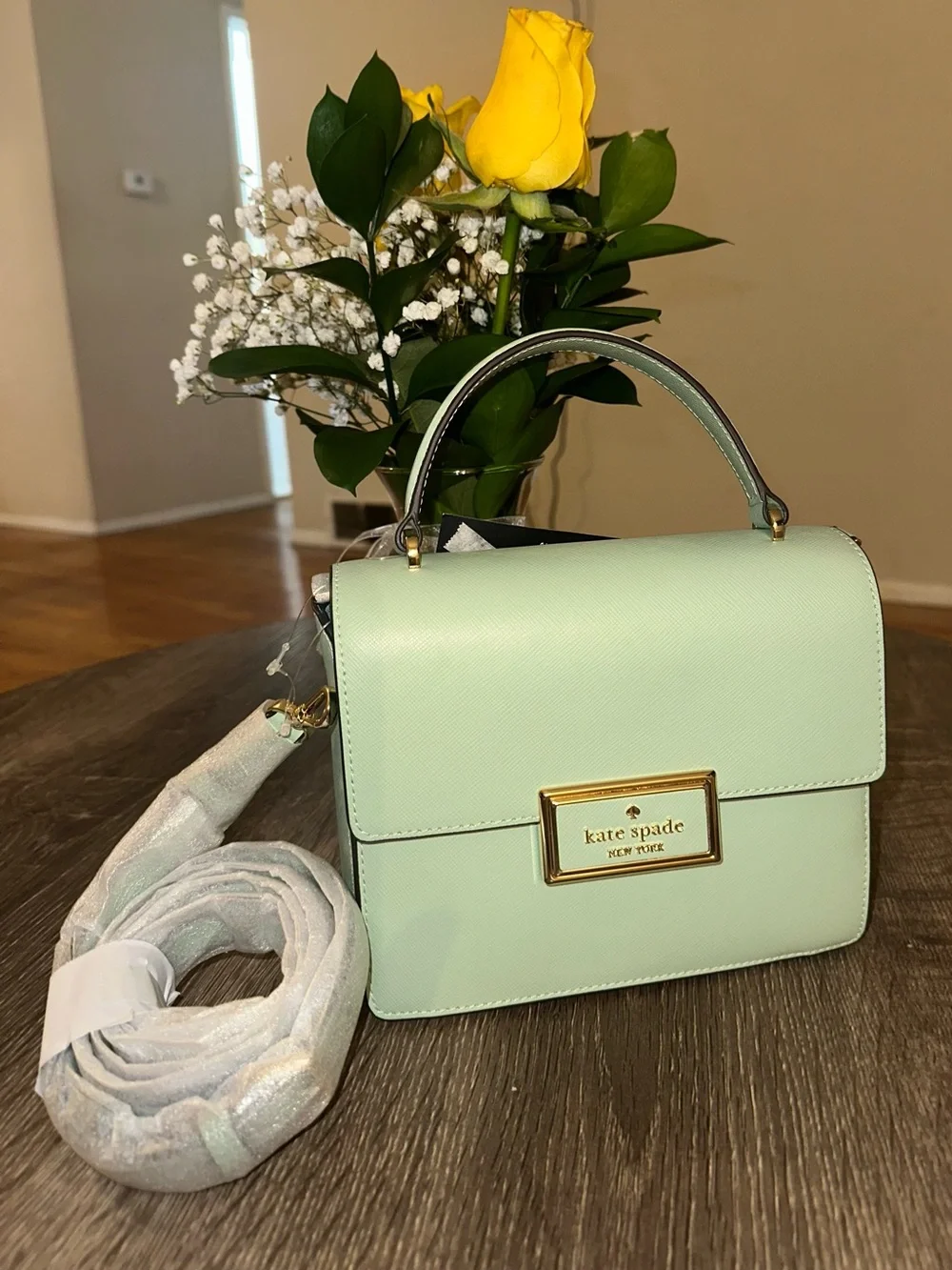 kate spade Mint Green Top-Handle Satchel with Gold Hardware